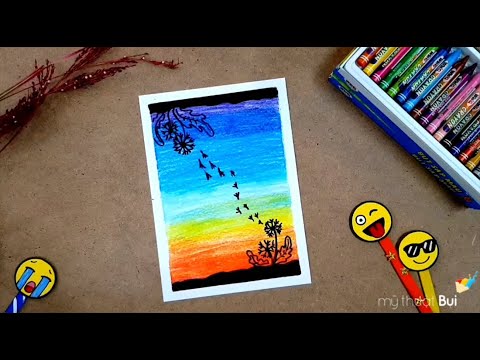 Hướng Dẫn Bé Tô Màu Sáp Chuyển Màu Và Vẽ Hoa Đối Xứng - Youtube