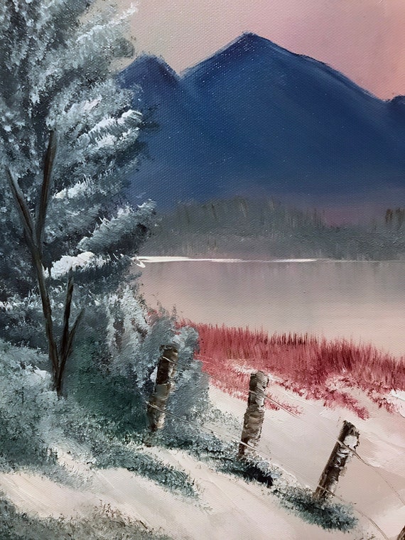 Winter Glow Bob Ross Style Original Landscape Oil Painting - Etsy Australia