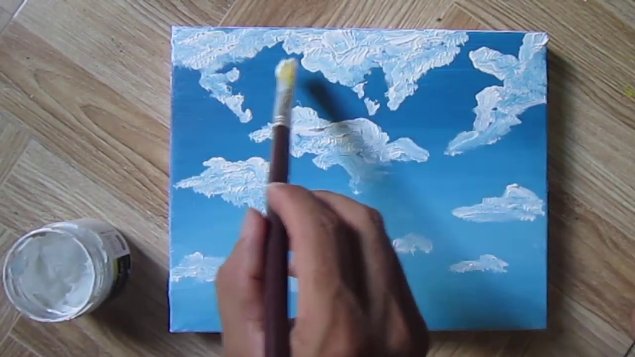 Vẽ Những Đám Mây Trắng Trên Bầu Trời Với Màu Acrylic - Youtube